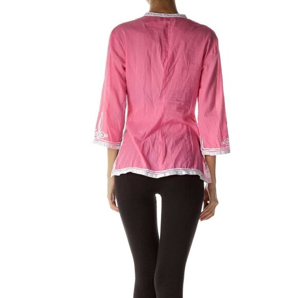 Trina Turk Pink White Detailed Tunic - Picture 2 of 3